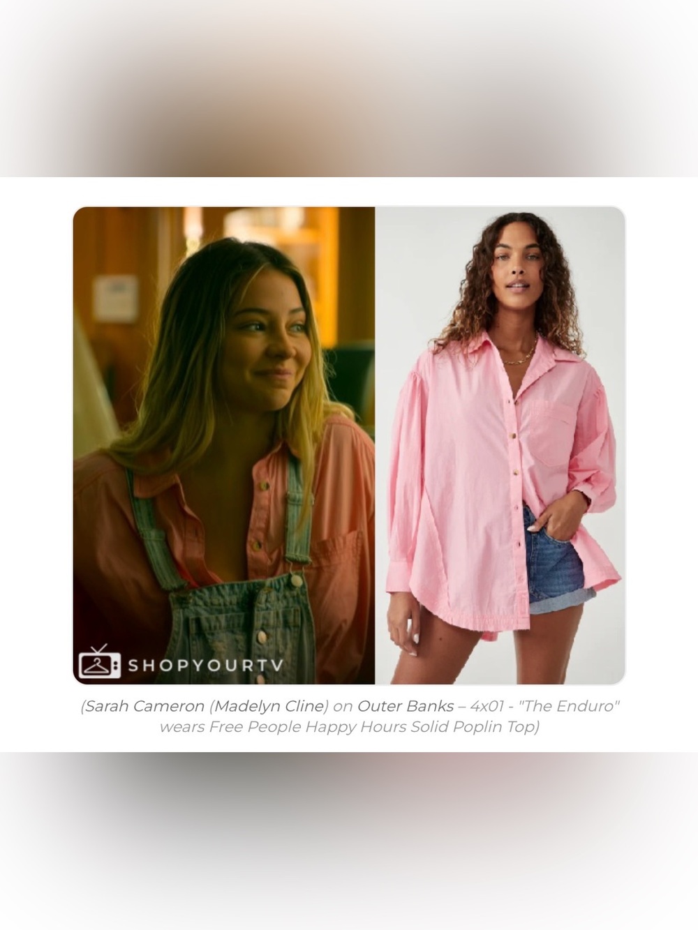 ASO Sarah Cameron Outer Banks We The Free Oversized Pink Button Up
